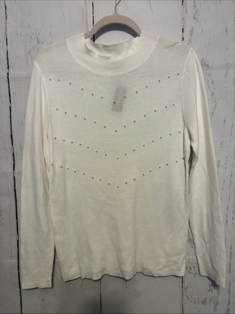 Express Ivory Beaded Chevron Sweater Size XL